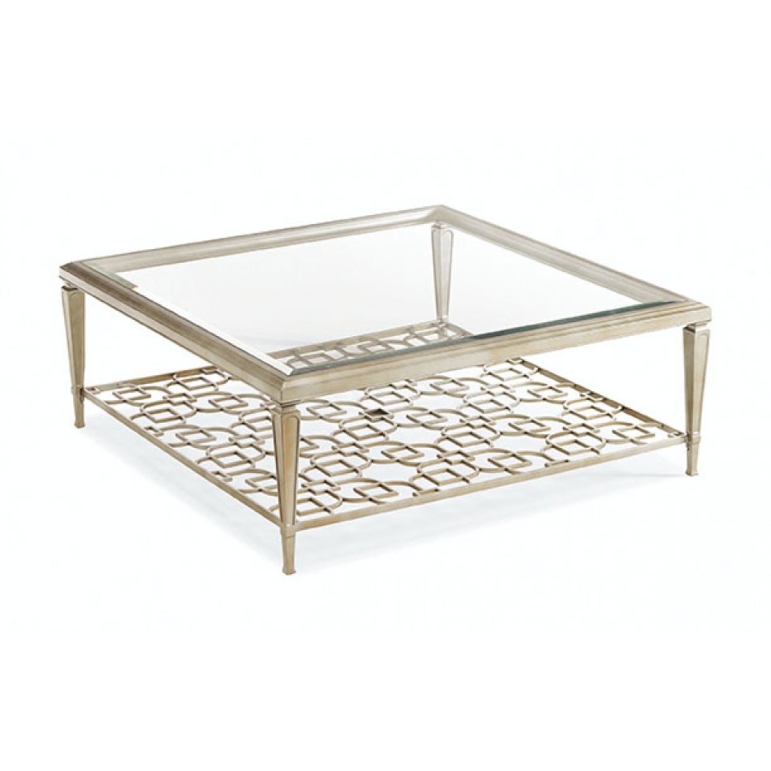 Sociables Cocktail Table Taupe Silver Leaf - image-7