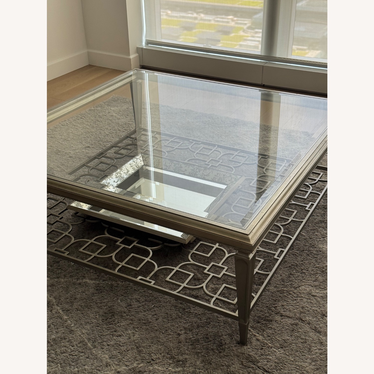 Sociables Cocktail Table Taupe Silver Leaf - image-2