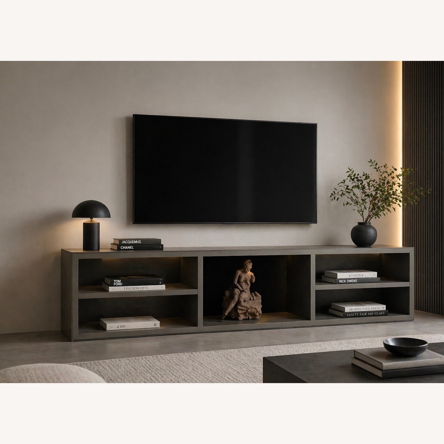 Dark Gray Modern Media Console - image-1