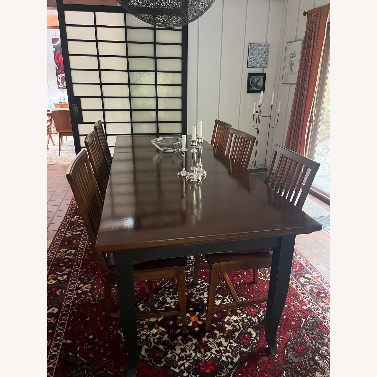 Dark Brown Wood Dining Set - image-5