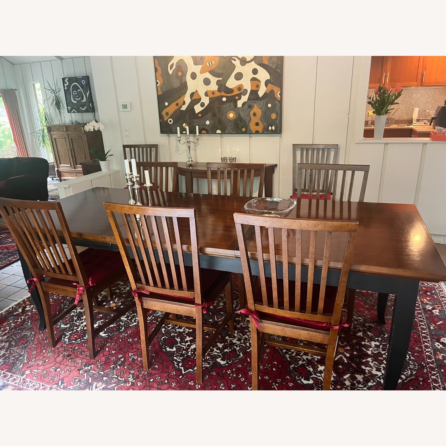 Dark Brown Wood Dining Set - image-3