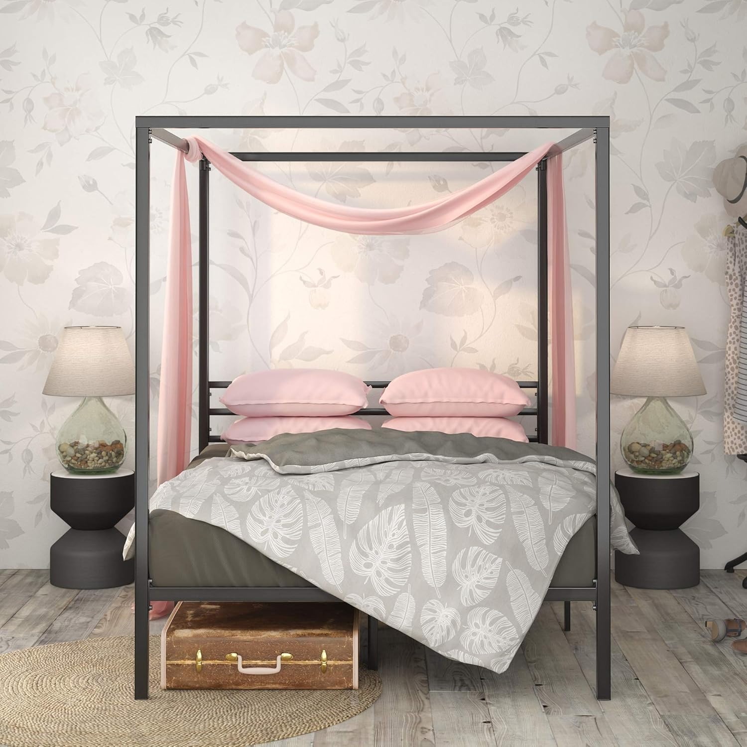 Amazon Black Metal Canopy Full Bed Frame - image-6