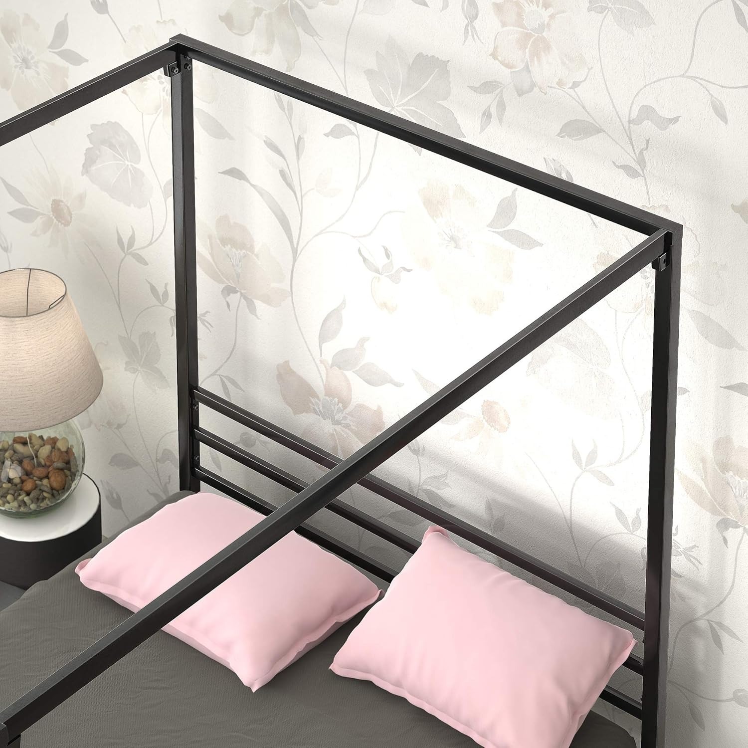 Amazon Black Metal Canopy Full Bed Frame - image-3