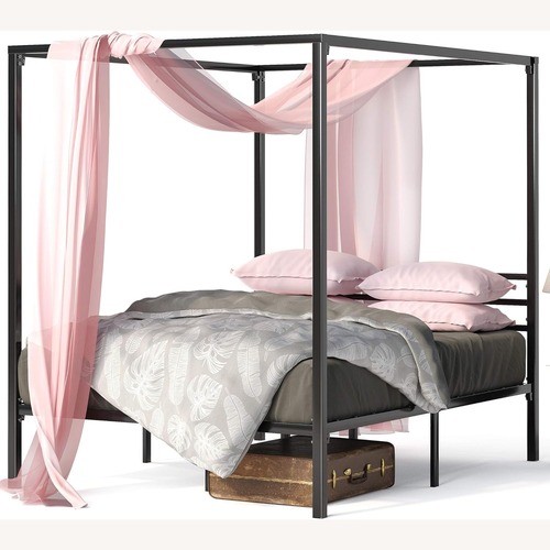 Used Amazon Black Metal Canopy Full Bed Frame for sale on AptDeco