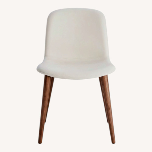 Used Design Within Reach Bacco Chair White Leather with Walnut Legs for sale on AptDeco