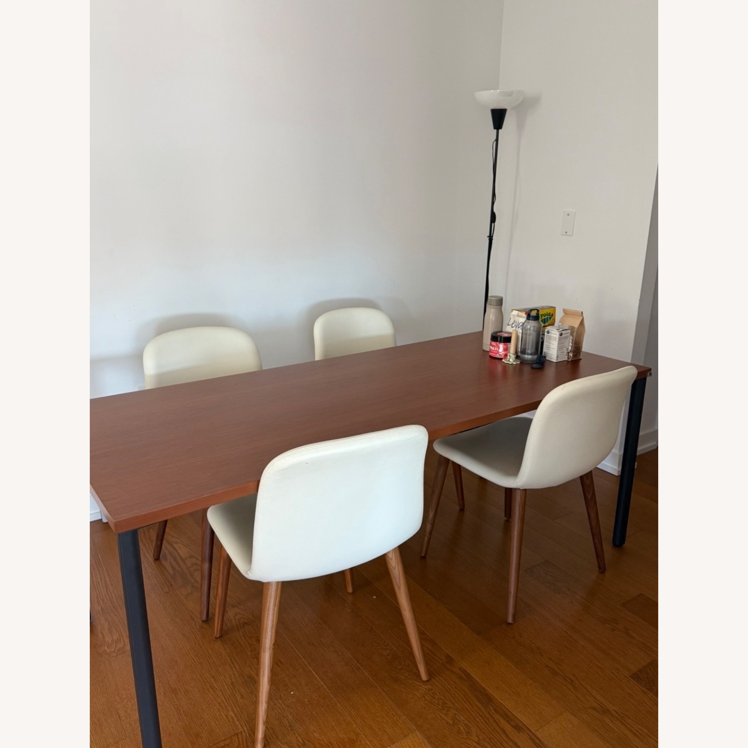 Design Within Reach Bacco Chair White Leather with Walnut Legs - image-1