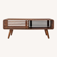 Mercury Row Bria 4-Leg  Dark Brown Coffee Table with Storage 