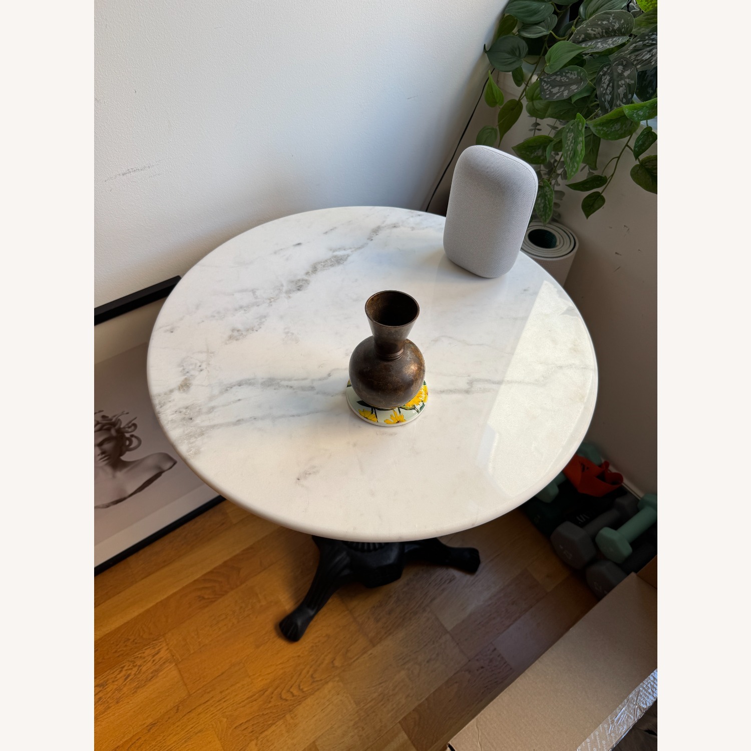 World Market Black & White Marble Parisian Bistro Table - image-3
