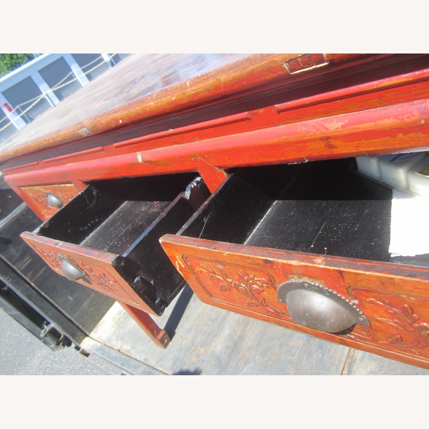 Vintage/Antique Finds Red Wood Side Table - image-8