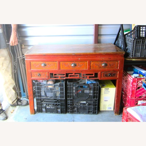 Used Vintage/Antique Finds Red Wood Side Table for sale on AptDeco