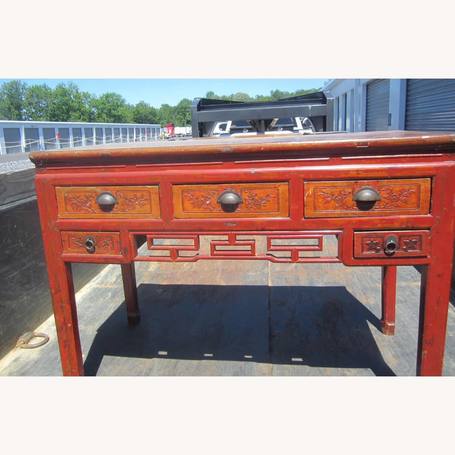 Vintage/Antique Finds Red Wood Side Table - image-2