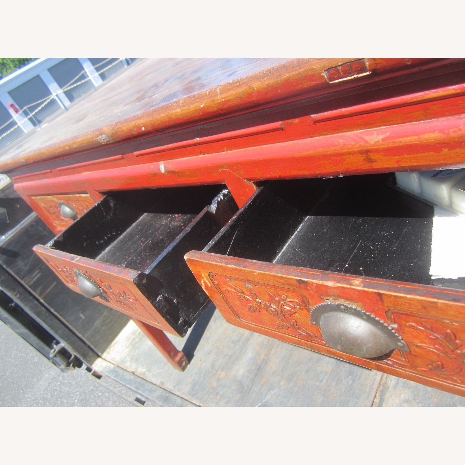Vintage/Antique Finds Red Wood Side Table - image-7