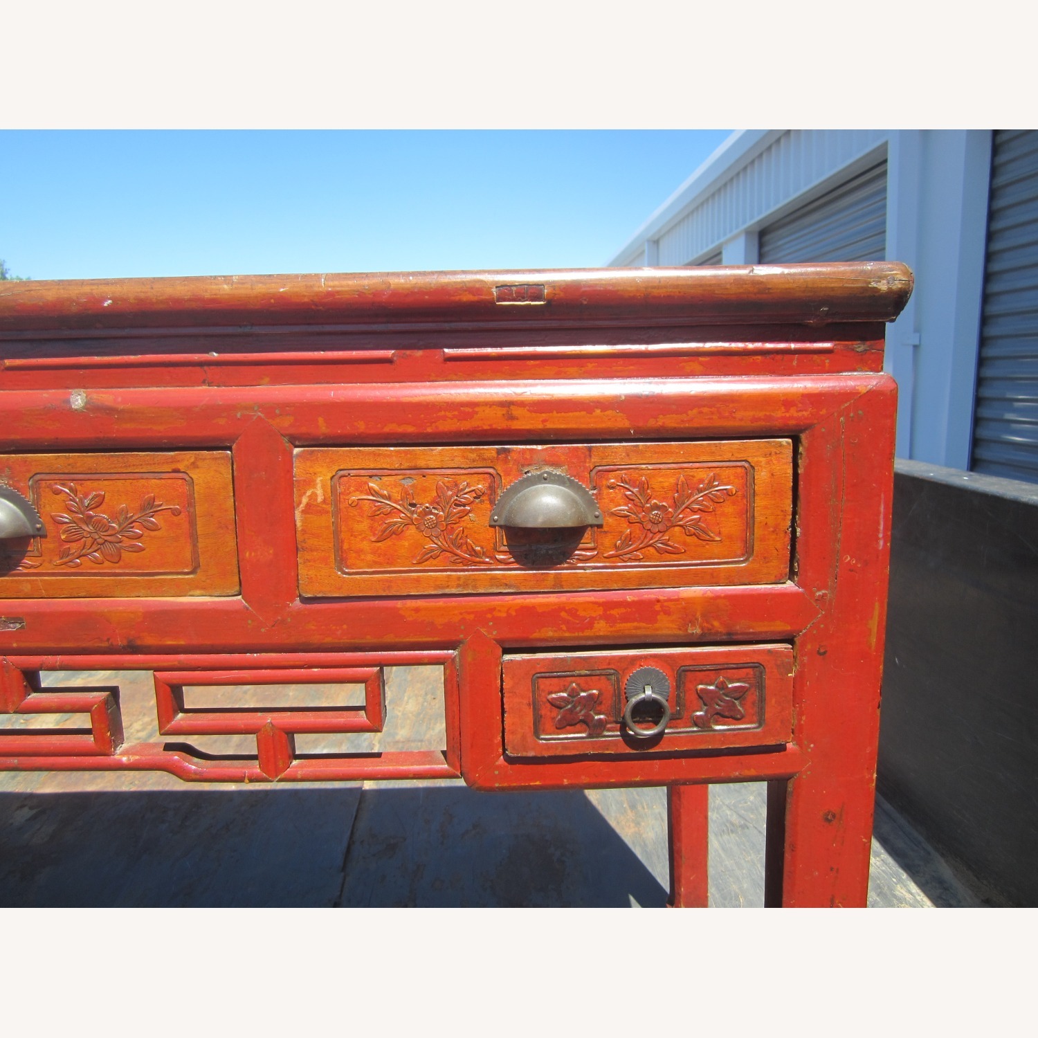 Vintage/Antique Finds Red Wood Side Table - image-3