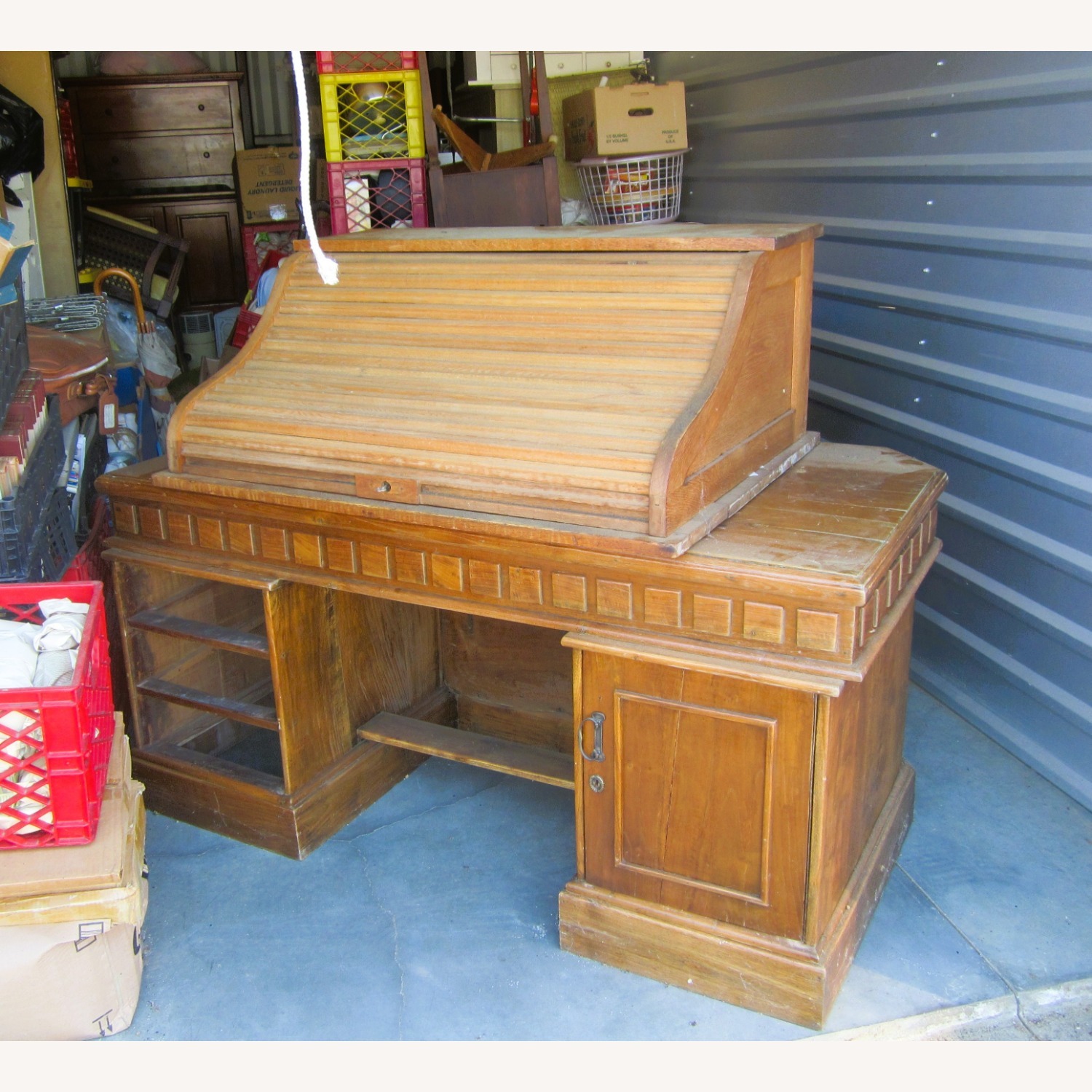 Vintage/Antique Light Brown Wood Desk - image-1