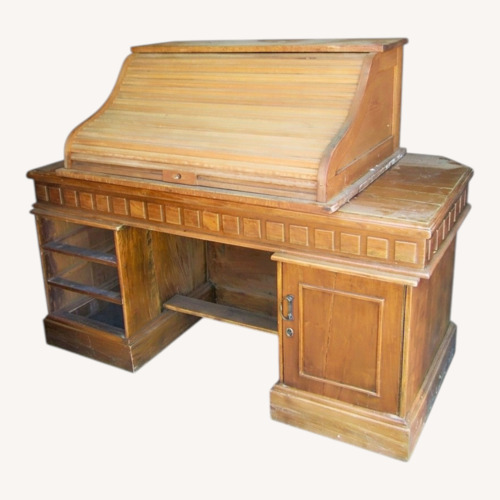 Used Vintage/Antique Light Brown Wood Desk for sale on AptDeco