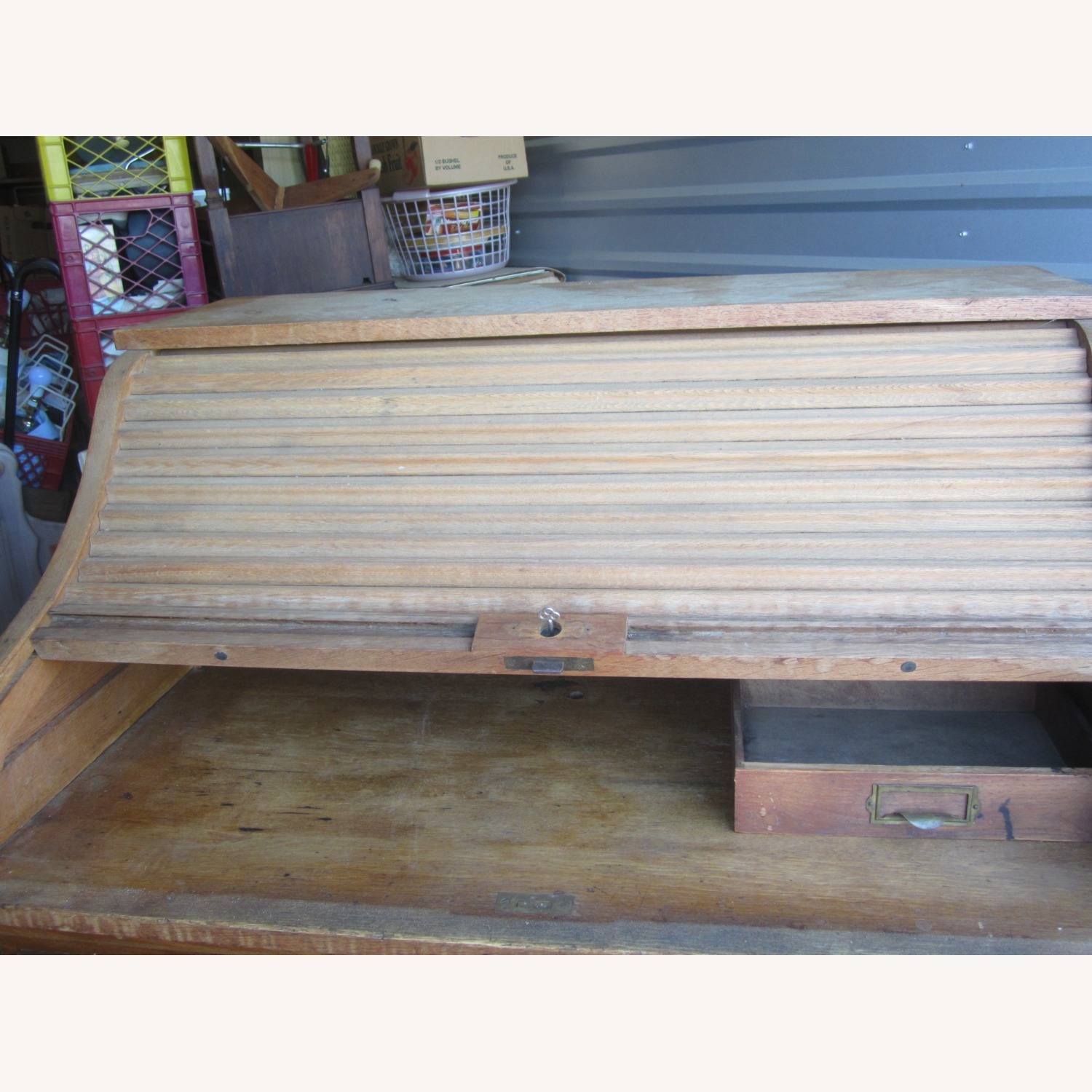 Vintage/Antique Light Brown Wood Desk - image-7