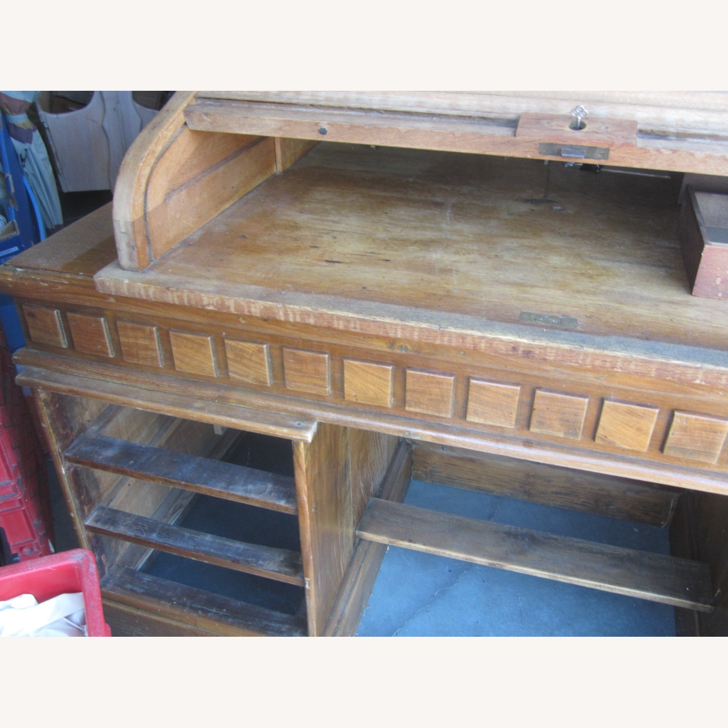 Vintage/Antique Light Brown Wood Desk - image-3