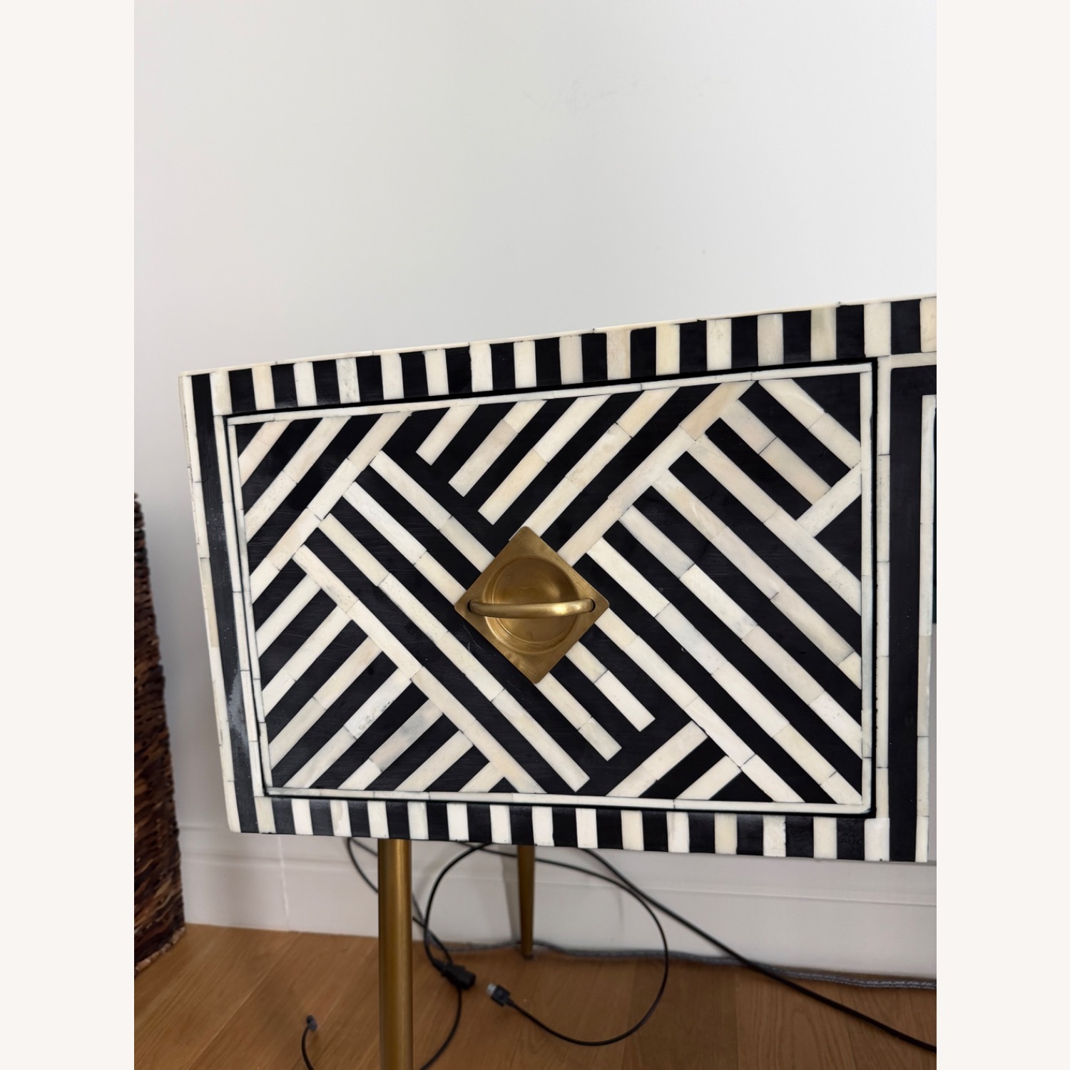 Anthropologie Black and White Optical Inlay Desk - image-6