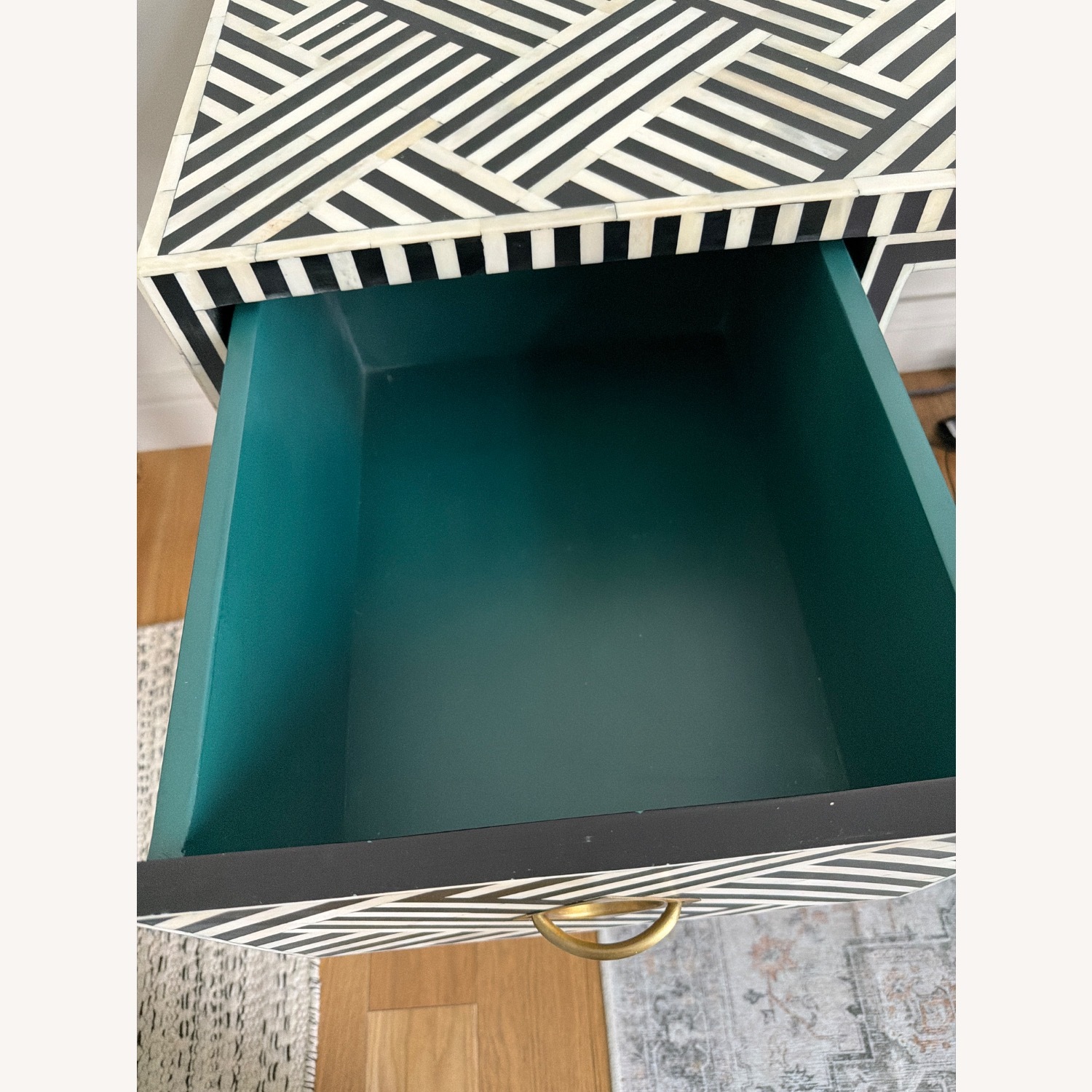 Anthropologie Black and White Optical Inlay Desk - image-9