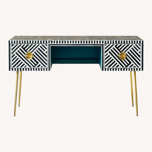 Used Anthropologie Black and White Optical Inlay Desk for sale on AptDeco