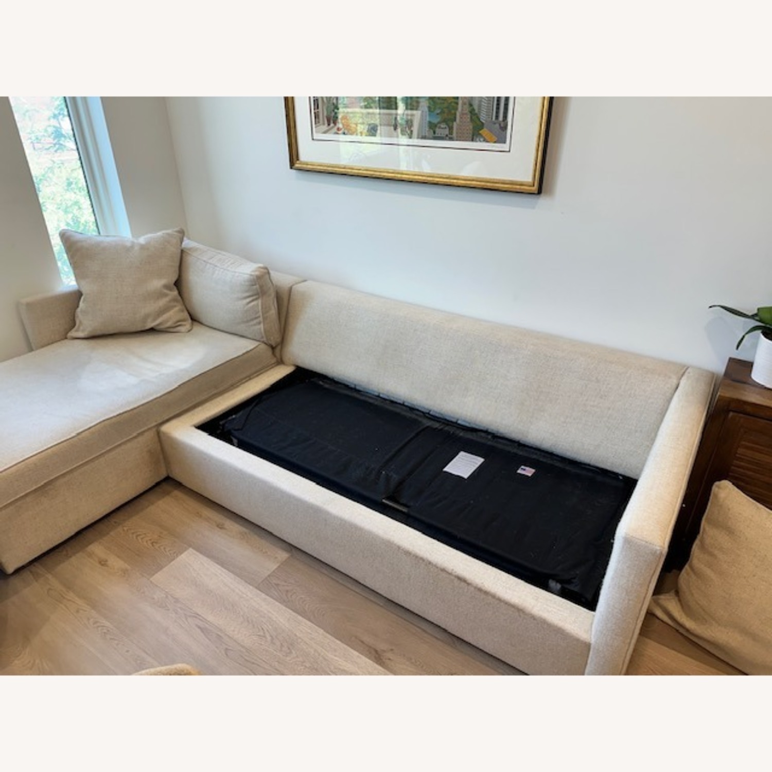 West Elm Harris Natural Fabric Sleeper Sofa - image-3