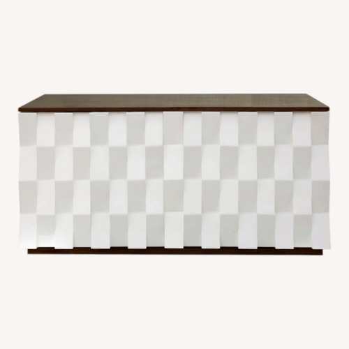 Used Modern White & Walnut Media Console for sale on AptDeco
