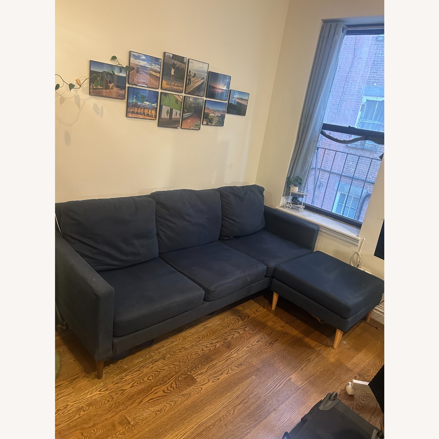 Burrow Blue Fabric 3+ Seater Sofa with Adjustable Ottoman - image-2