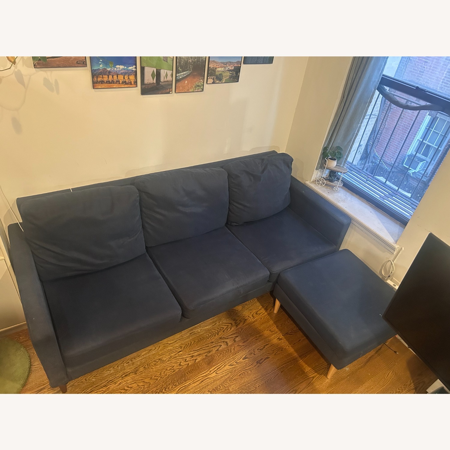 Burrow Blue Fabric 3+ Seater Sofa with Adjustable Ottoman - image-1