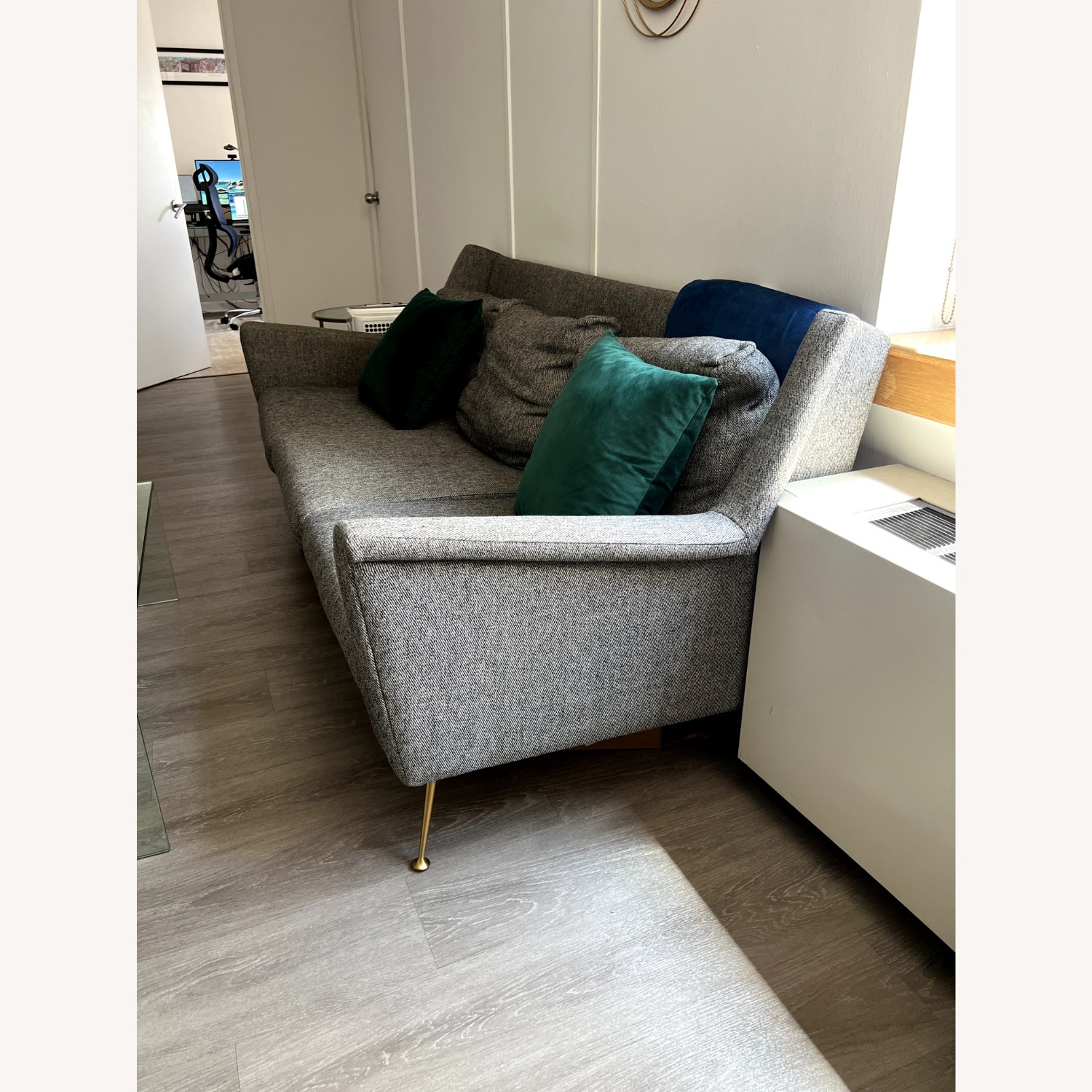 West Elm Carlo Dark Gray Fabric 3+ Seater Sofa - image-3