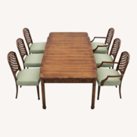 Traditional Wood Dining Table with 6 Chairs 