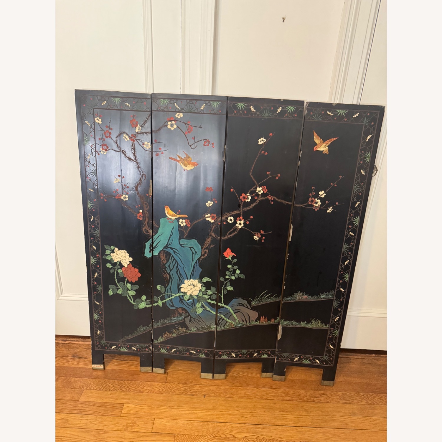 Vintage/Antique Black Wood Room Divider - image-1