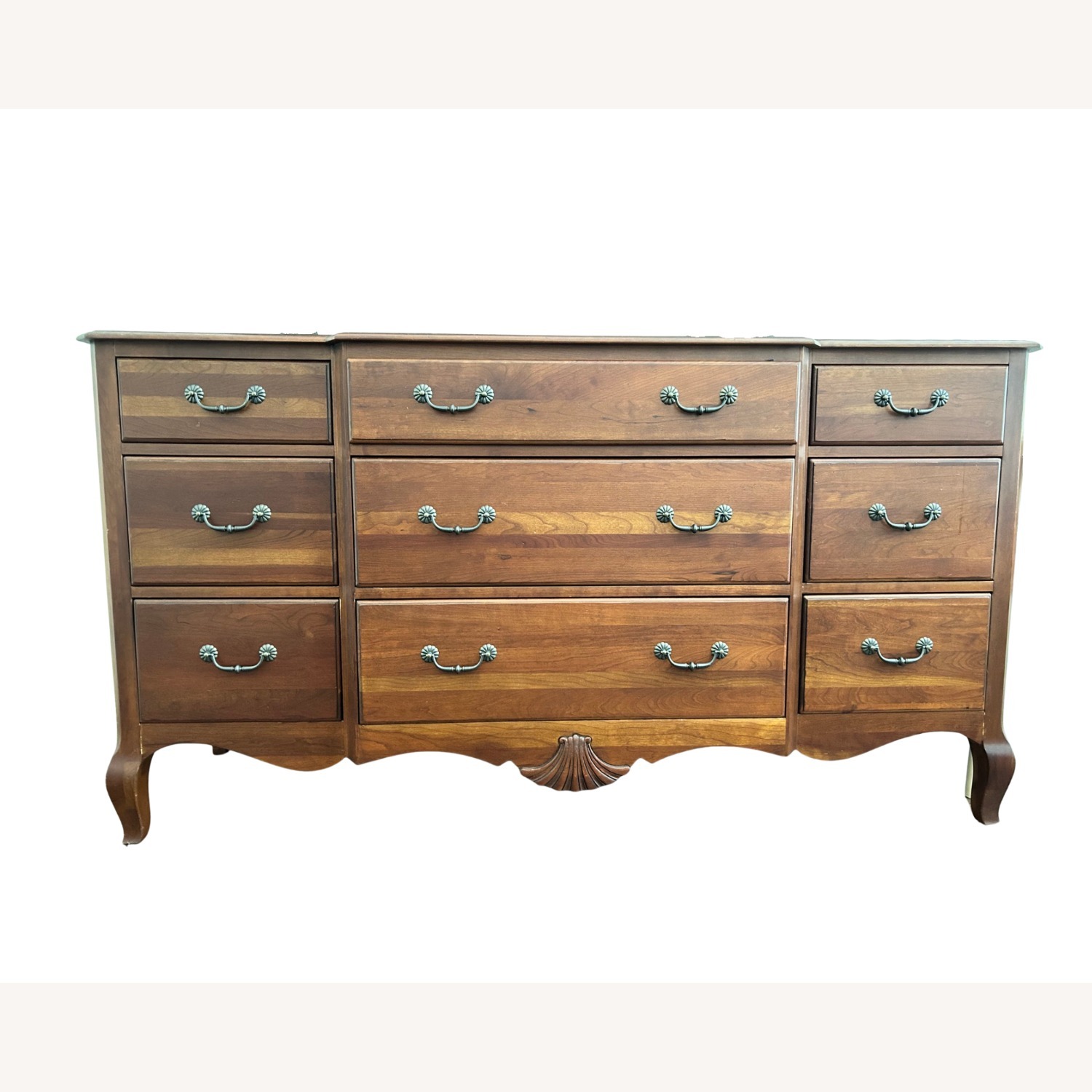 Ethan Allen 9-Drawer Dark Brown Wood Dresser - image-1