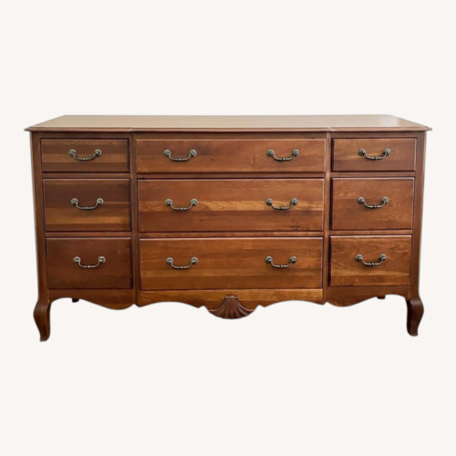 Used Ethan Allen 9-Drawer Dark Brown Wood Dresser for sale on AptDeco