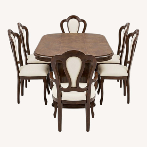 Used 7 Pc Dining Set in Mahogany Finish with Leaf for sale on AptDeco