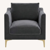 Interior Define Caitlin Dark Gray Velvet Armchair