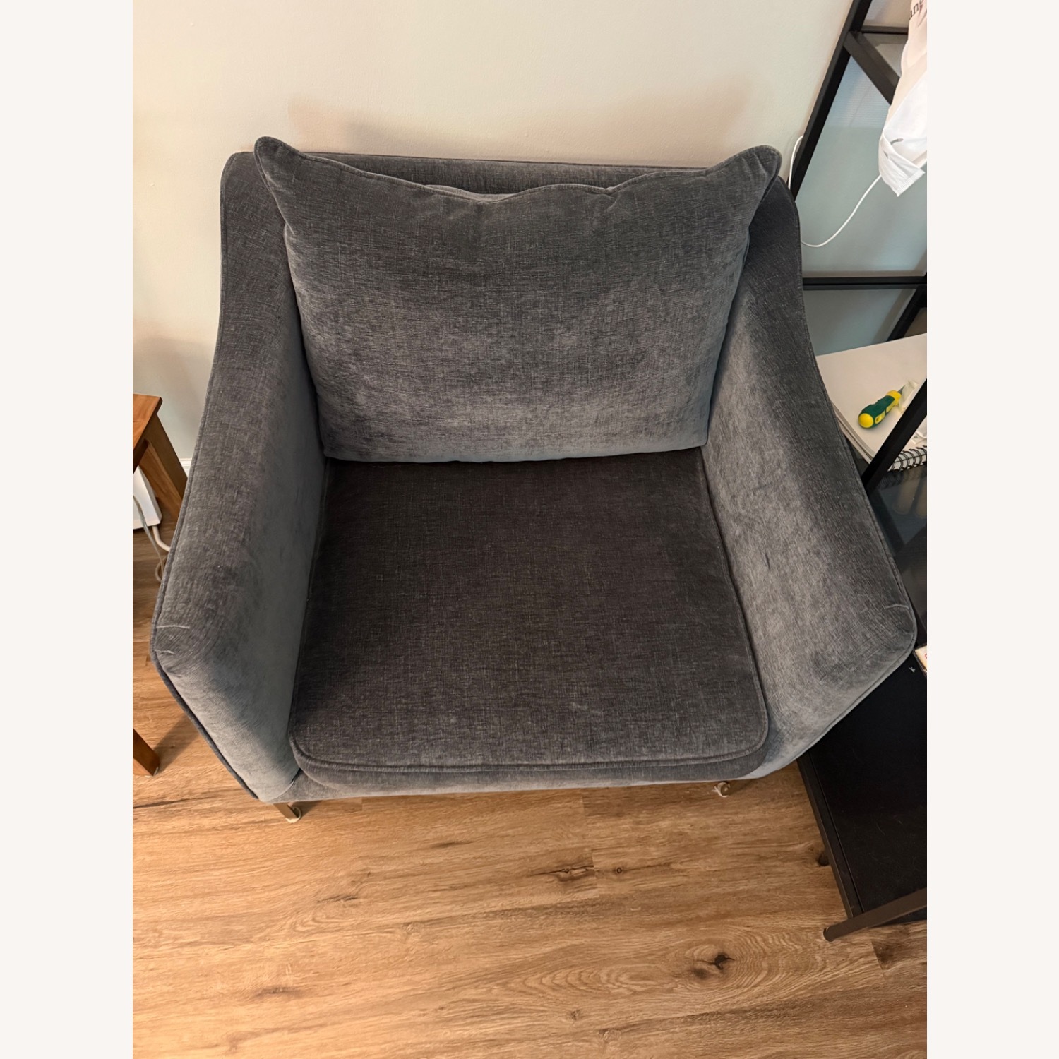 Interior Define Caitlin Dark Gray Velvet Armchair - image-3