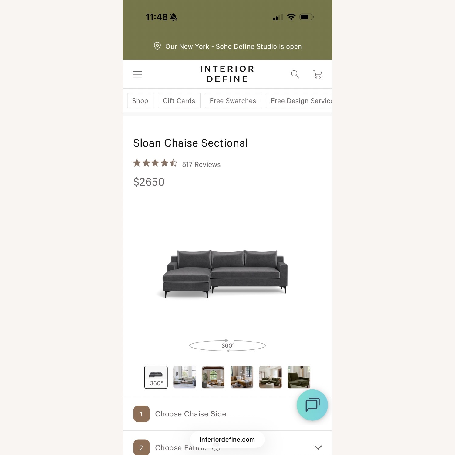 Interior Define Grey Velvet Chaise Sectional - image-5