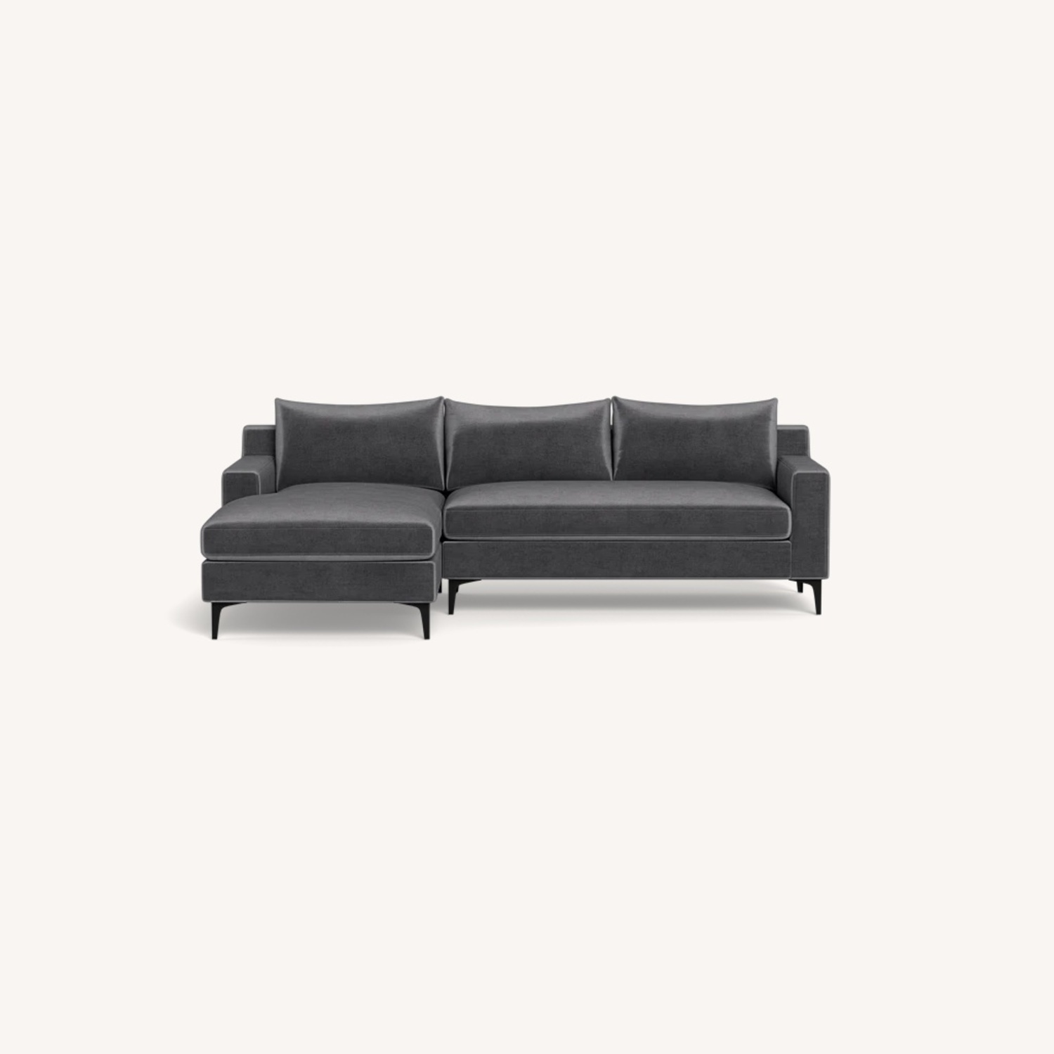 Interior Define Grey Velvet Chaise Sectional - image-0