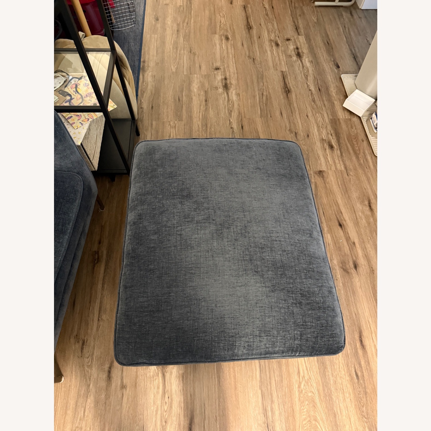 Interior Define Caitlin Dark Gray Velvet Ottoman - image-2