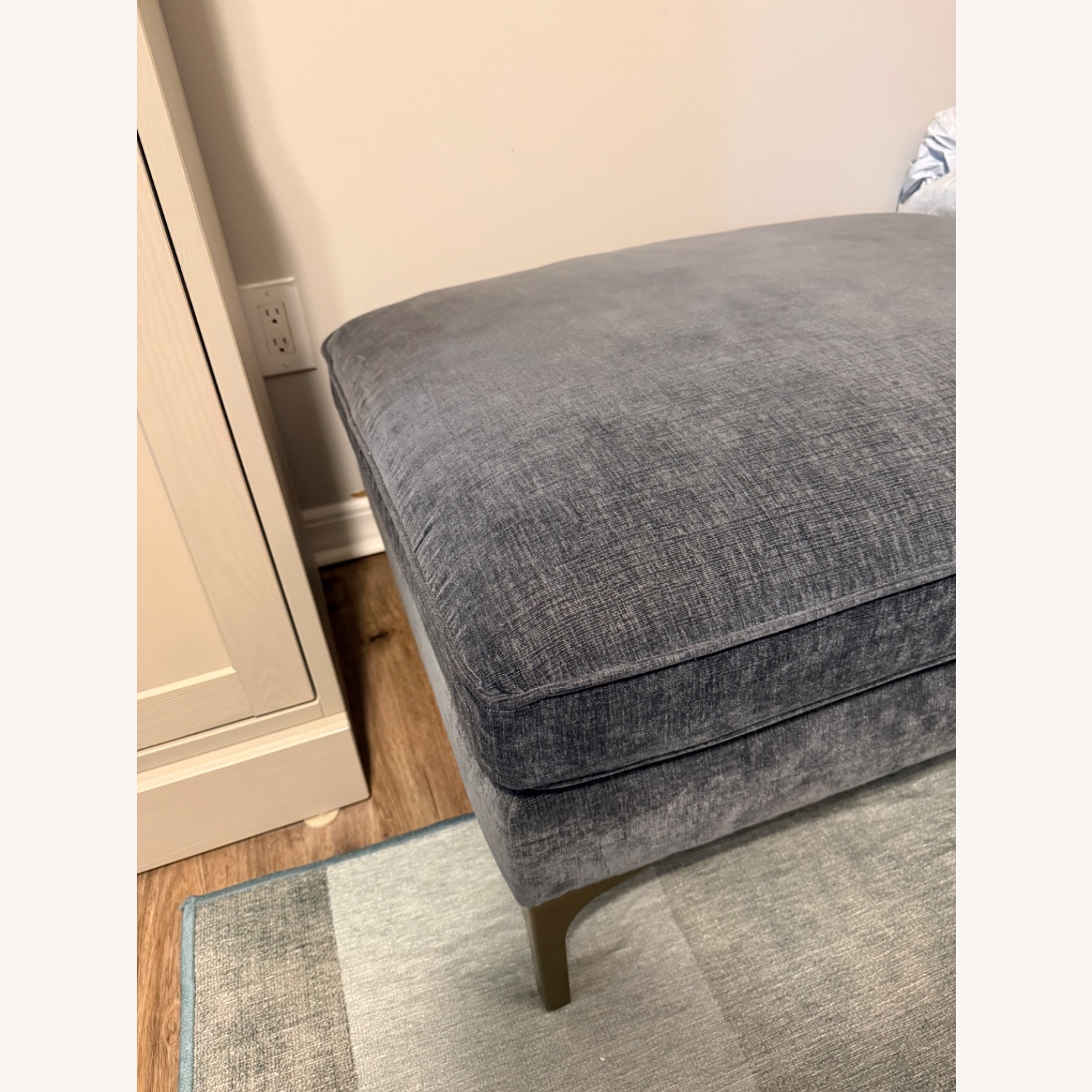 Interior Define Caitlin Dark Gray Velvet Ottoman - image-3