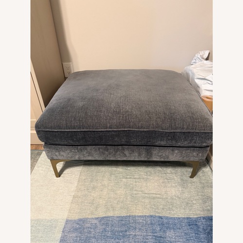 Used Interior Define Caitlin Dark Gray Velvet Ottoman for sale on AptDeco