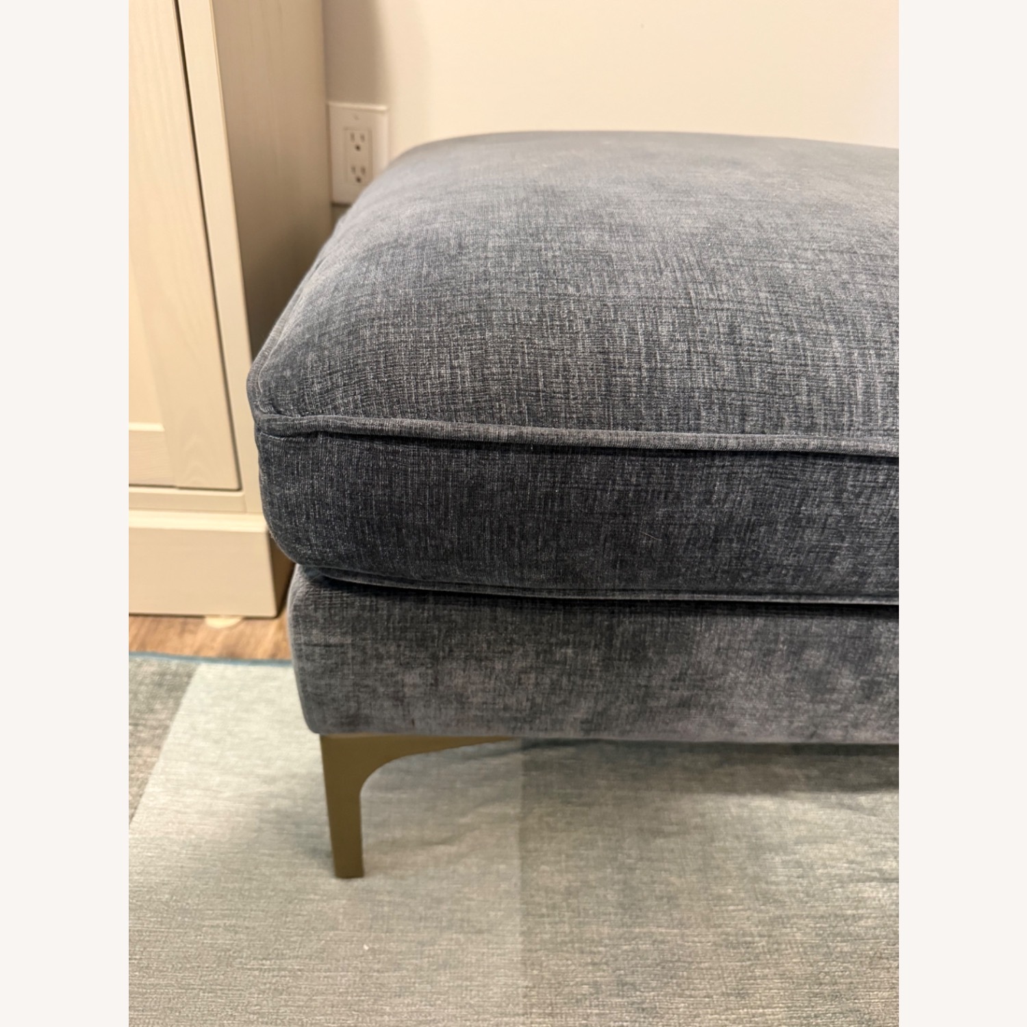 Interior Define Caitlin Dark Gray Velvet Ottoman - image-4