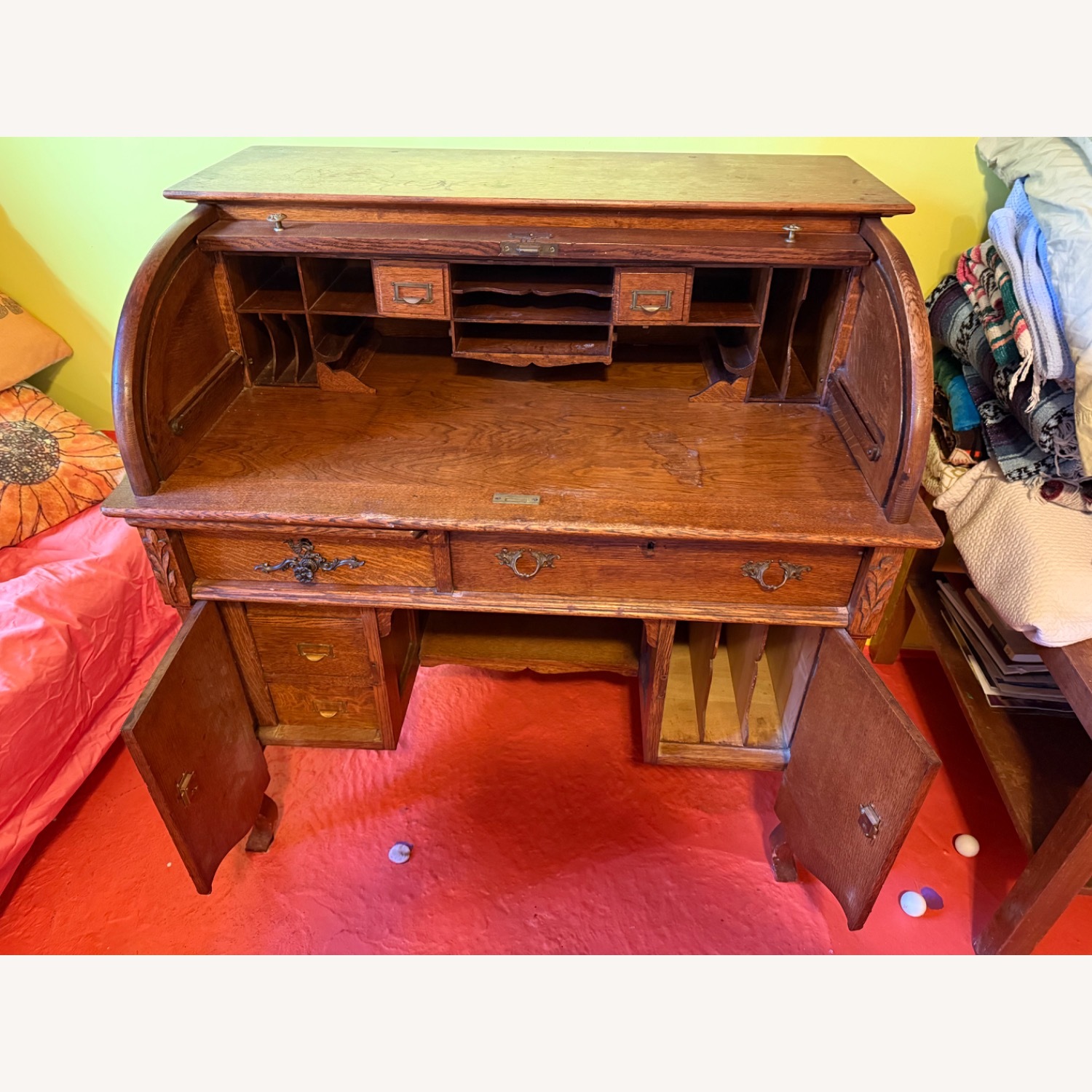 Small Oak Rolltop Desk - image-3