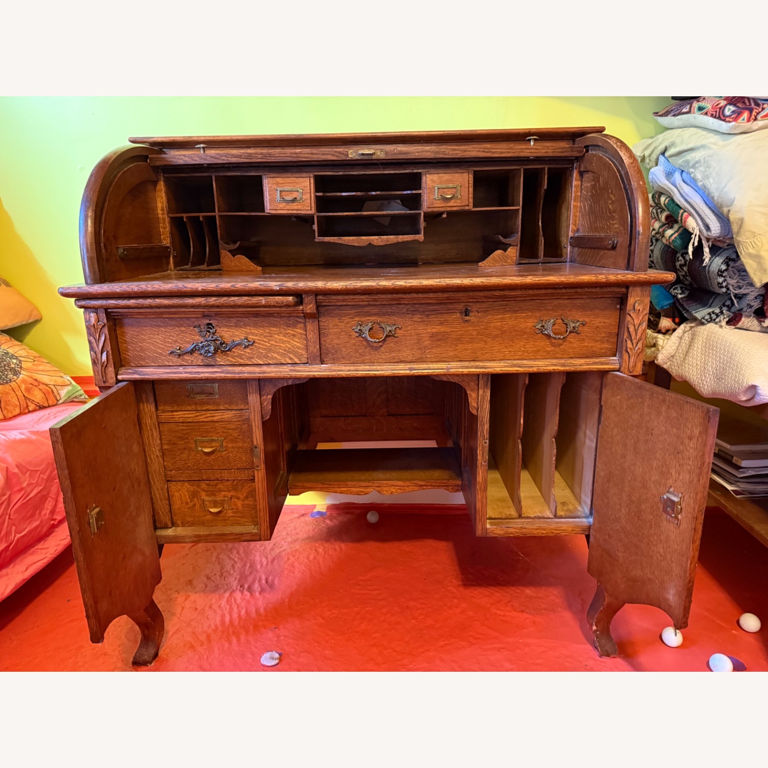 Small Oak Rolltop Desk - image-2
