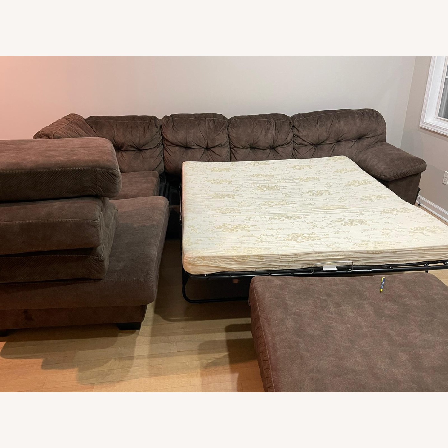 Dark Brown Fabric Sleeper Sofa - image-3