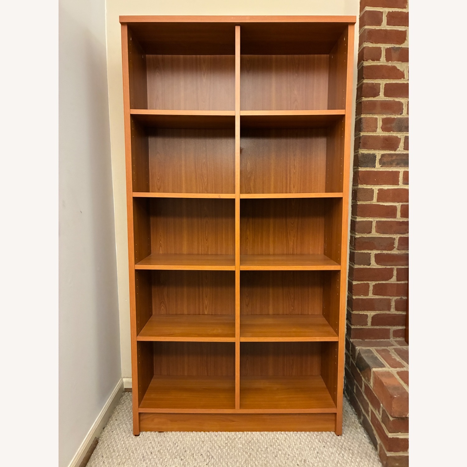 Dark Brown Wood Veneer Bookcase - image-1