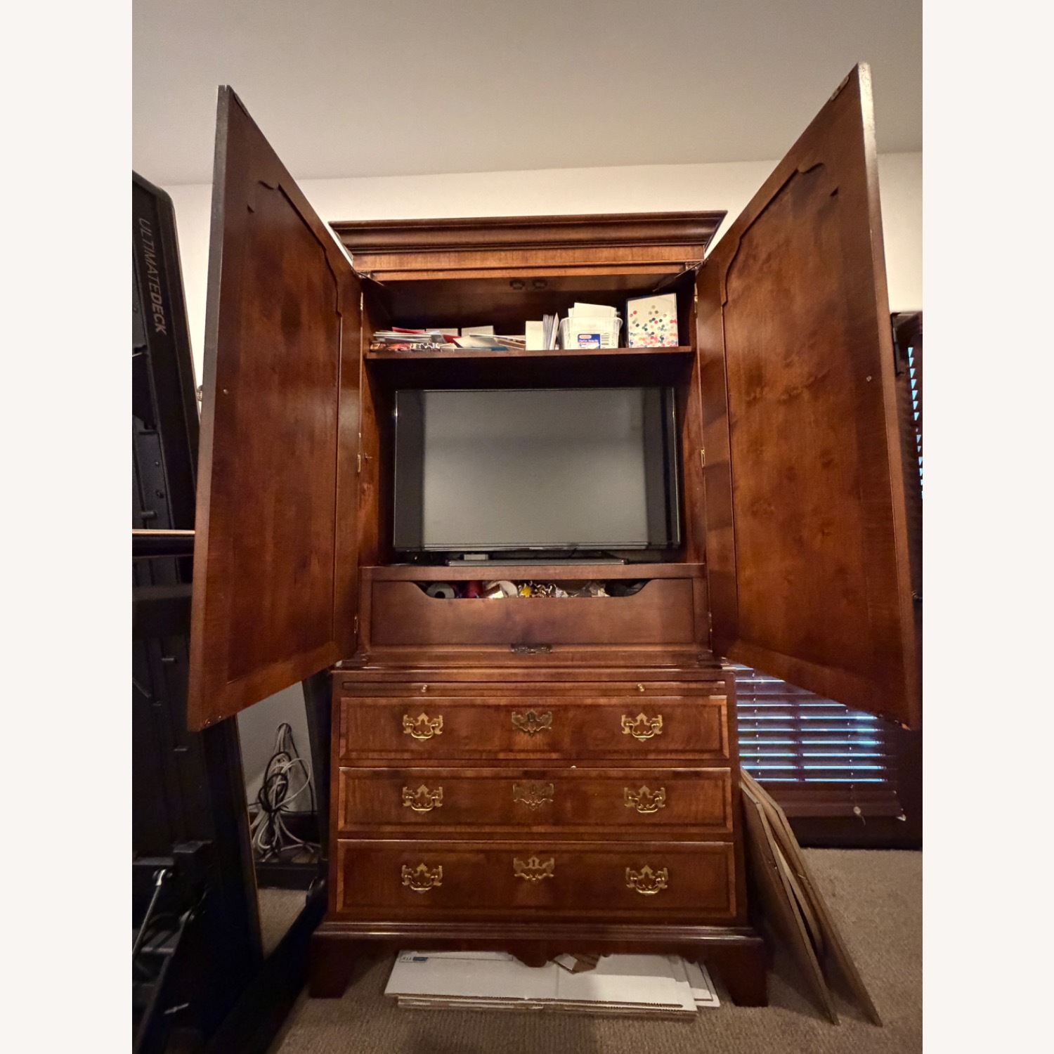 Henredon Aston Court Dark Brown Wood Armoire - image-3