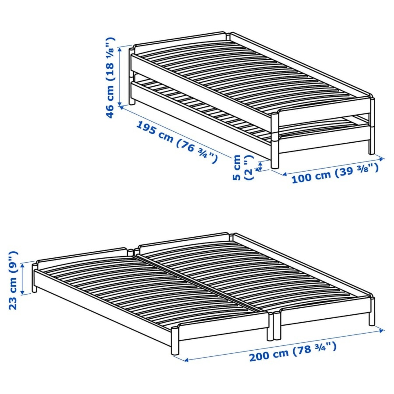 Stackable Twin Bedframes / Daybed, Ikea Utaker - image-2