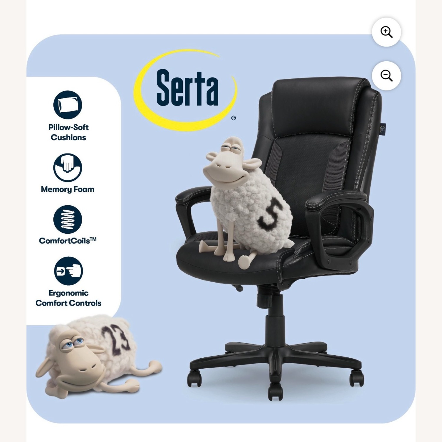 Serta Dark Brown Leather Office Chair - image-2