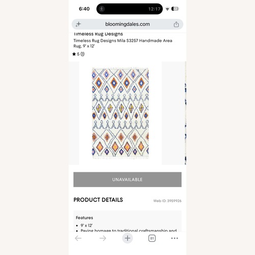 Used Bloomingdale's Wool Area Rug 9' x 12' for sale on AptDeco